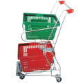 Double basket trolley/Wire metal shopping trolley/Popular two tier carts